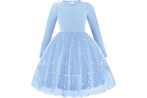 Arshiner Girls Dresses Long Sleeve Children Party Pleated Collar A-line Glitter Autumn Winter Casual Dress for Kids 2-7 Years