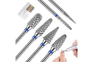 TOSAVGA 6 Stück Nagelfräser Aufsätze, Nagelfräser Bits, Bits für Nagelfräser Hartmetall, Fräser Bit für Gelnägel 3/32 Zoll (2,35 mm), Bits für Nagelfräser für Entfernen Acrylnägel Gelnägel Nagelhaut