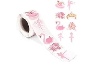 Tinoaly Rosa Ballett Aufkleber, 500 Stück Tanzbewegungen Aufkleber Ballerina Abziehbilder, Bunt, Papper, Indoor, Prinzessin, STICKER_DECAL