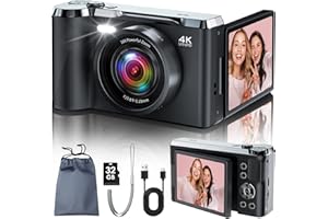 Appareil Photo NuméRique, JDZ Appareil Photo Compact 4K HD, Zoom 16X, Built in 32 Go Carte SD, Camera Digital pour Garçons et Filles, Adolescents, Débutants Adultes (Noir Profond)