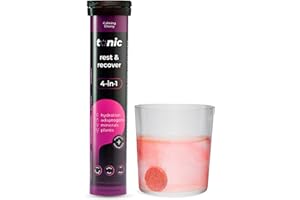 Tonic Health Rest and Recovery Effervescent Tablets - 300mg Elemental Magnesium, Ashwagandha, Lemon Balm - No Sugar, Magnesium Glycinate - Relax and Recharge, Calming Cherry 20 Count