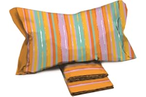 il dolce stile della tua casa set completo lenzuola per letto 1 piazza e mezza 130x200 cm puro cotone stampate fantasia (capri arancio)