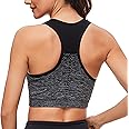Sykooria Women's Sports Bra Mid Support Wirefree Racerback Workout Bra Removable Padding Yoga Gym Running Crop Top