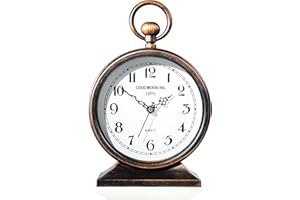 AYRELY® 7-Zoll Vintage Kaminuhr mit Griff, Antike Metall Schreibtischuhr batteriebetrieben, Retro Tischuhr Standuhr für Schlafzimmer Wohnzimmer Regal Landhaus Kamin Dekoration