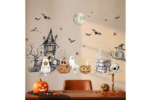 SHUCHING Halloween slott spöke väggdekal, fladdermus pumpa väggklistermärke