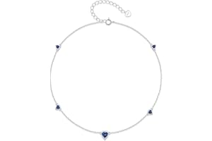 STEP FORWARD Bracelet de Cheville avec Pierre de Naissance en Forme de Coeur en Argent Sterling, Cadeau d'anniversaire du Mois de La Constellation pour Les Femmes Ou Les Adolescentes Ou Les Filles