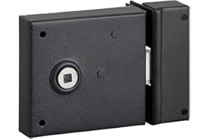 THIRARD - Serrure horizontale en applique à fouillot pour porte int., pêne 1/2tour seul, axe 60mm, carré 6mm, 85x76mm, noir