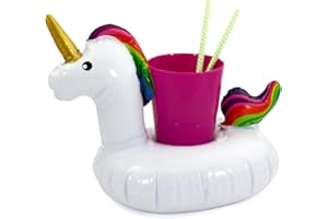 Oblique Unique® Porte-gobelet gonflable - Motif flamant rose - Licorne - Donut - Football Palmier - Au choix - Mini jouet de piscine (licorne)