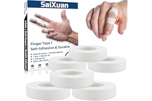 SaiXuan Klettertape 6 Rollen, (1,5 cm x 10 m), Rutschfestes, Volleyball Tape und Fingertape aus Polyester-Baumwolle für Gelenkschutz, Klettern, Bouldern, Kraftsport, Handball und Kampfsport (Weiß)