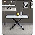 VOLERO'; Extendable table,Achille Large Model, lift dining table. (White Top, Sandblasted Gray Legs)