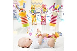 Luchild Baby Sonagli Giocattolo Polso E Calzini 4ps Morbida Campana Cinghia Sviluppo Giocattolo Regalo, 0-6 Mesi Baby Sonagli Giocattolo Polso Sonagli