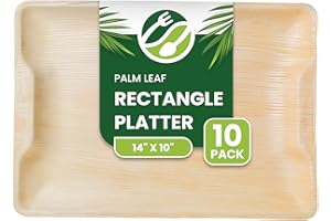 ECO LEAF PRODUCTS ECO Leaf 10 Disposable Wooden Serving Platters – Large 14x10 Inch (35x25cm), Eco-Friendly Biodegradable Heavy-Duty Plates, Microwave & Oven Safe for Weddings, Parties & Picnics