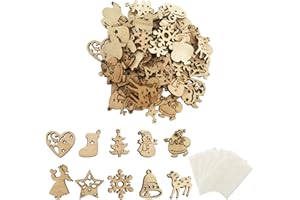 iKesoce Ornamenti Decorativi Natalizi, 100 Pz Naturale Fette Abbellimenti Natalizi Decorazione Mini Fette in Legno per Natale Matrimonio Tavolo Scrapbooking DIY