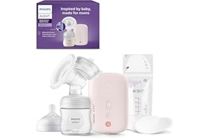Philips Avent Single Electric Breast Pump, qualità ospedaliera, estrazione allo stesso ritmo del tuo bambino, biberon da 125 ml e coppetta assorbilatte inclusi, modello SCF395/31