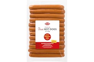 ‎HOT DOG WORLD HOT DOG WORLD - Premium Strohschwein Hot Dog Würstchen 60 g, 12er Pack, in Metzgerei-Handwerksqualität, aus artgerechter Tierhaltung