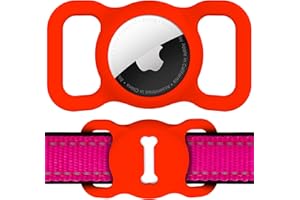 DLENP Air Tag Schutzhülle für Apple Tag, Apple Air Tag Apple schützendes Katzen-Hundehalsband, Airtag-Halterung, Silikon AirTag GPS Tracking Zubehör, Air Tags mit Knochenmuster, 1 Packung (rot)