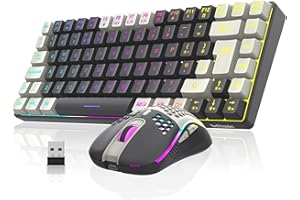 RedThunder K84 75% Wireless RGB Gaming Keyboard and Mouse, UK Layout 85 Keys TKL Ultra Compact Design, Lightweight Honeycomb Gaming Mouse for PC MAC PS5 Xbox Office Gamers