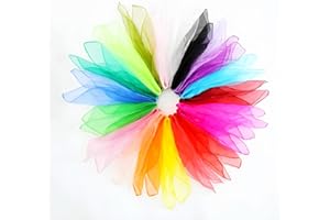 Xmart Pack of 24 Juggling Cloths Square Chiffon Cloths 23 Colours Silk Scarves Baby Colourful Cloths for Dancing Juggling Sensory Nursery Function Gymnastics Skill 60 x 60 cm