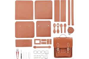WADORN 39pcs DIY PU Leather Shoulder Bag Making Set, Knitting Crochet Bags Hand Sewing All Materials Handmade Backpack Purse Making Supplies Finished Handicraft Bag Accessories, 26.5x22.5x7cm (Brown)