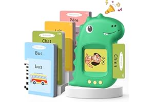 VISATOR Cartes Flash Parlantes Cartes éducatives pour Enfants Talking Flash Cards 112 Feuilles 224 Mots De 2 3 4 5 6 Ans Montessori Jouets éducatifs pour Enfants (Améliorer Vert Français)