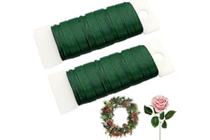 Anvin 2 Pack Floral Wires - 70m Flexible Paddle Wire, 22 Gauge, Dark Green