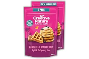 Gluten Free Pancake & Waffle Mix (2 x 266g) | Creative Nature Vegan Pancake Mix | Nut Free, Dairy Free | Top 14 Allergen Free | 2 Pack
