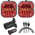 Wireless Trailer Lights for Towing, 2 Pcs Rechargeable LED Magnetic Tail Light Kit for Tow Truck, Durable Tow Lights Kit for Boat Utility RV Camper Jet Ski Boats Caravan (4 Way Connector)