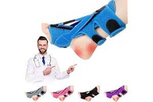 DERJLY Attelle de Nuit Plantar Fasciitis, 2023 Nouveau Avec 3 Attelles Ajustables Pour Fasciite Plantaire,Support de Fasciite Plantaire Respirant pour Pieds Plats, Talons, Cheville (Bleu)