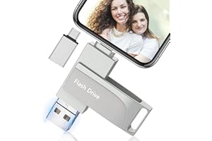 Chiavetta USB 256gb per Phone,Levida Memoria Esterna per scaricare foto,Pen Drive USB C 3.0,Photo Stick,4 in 1 USB Stick per iOS/Smartphone/Pad/Android/PC(Foto/Video/Backup Automatico),Argento chiaro