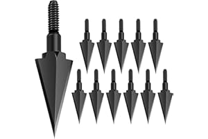 Sunya Pointes de Chasse 100/120/125/150 Grain Pointes de Flèche de Tir à L’Arc Traditionnel pour Arc à Poulies, Arc Classique et Arbalète, Paquet de 12