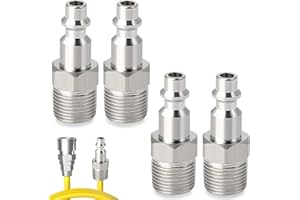 CAIHINIER 4 piezas Conexión Rápida Aire Comprimido 1/4 macho Conexión rápida Americana, Conexión Aire Comprimido, Boquilla Compresor Aire, cónico teflonado para aire comprimido y conexión de tubo compresor