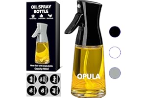 OPULA 𝙊𝙋𝙐𝙇𝘼 Spruzzino Nebulizzatore Olio, Accessori Cucina Friggitrice ad Aria, Nebulizzatore Liquido, Spruzzatore Olio Spray, Vaporizzatore Professionali per Chef (180ml, Colori Avanzato: Nero)