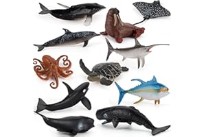 Bekecidi 12 Pezzi di Animali Marini, Figura Realistica Sotto La Vita Marina, Set di Giocattoli di Animali Marini, Include Grande Squalo Bianco, Delfino, Squalo Bianco, Balena - Adatto dai 3 Anni in su