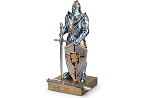 HDMbigmi Ozdoba King's Guard figurka rycerza na biurko, akcesoria biurkowe, uchwyt na długopis, stojak do papieru do biura i domu (niebieski)
