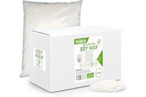 HemBorta® Cera di Soia per Contenitore Candele nel Lumini e Candele in Vetro 5KG, 100% Naturale Cera di Soia per la Produzione di Candele, Vegana Cera per Candela di Soia 5kg