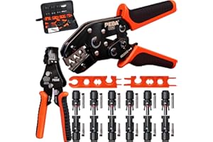 PEBA Juego de alicates de engaste solar para cable de panel solar de 2,5/4/6 mm², con conector de cable para panel solar macho/hembra, crimpadora para sistema solar fotovoltaico + pelacables