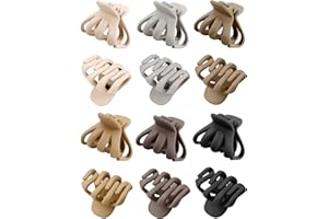 Kavya 12 Pezzi Mollette Capelli Donna 4cm Mollettone Capelli Donna Polpo Pinze per Capelli Piccole Mini Mollettoni Capelli Forte Pinza Capelli Antiscivolo Ciappi per Capelli (Toni Della Terra)