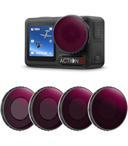 REYGEAK Lens Filter Set For DJI Action 5 Pro/4/3,4 Pack CPL ND8 ND16 ND32 Polarizing Neutral Density Filter,Multicoated HD Optical Glass For DJI Osmo - View #3