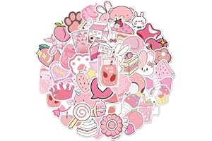 IMAMA Lot de 50 autocollants résistants à l'eau VSCO Stickers Aesthetic Stickers Décals, Trendy Imperméable en vinyle pour ordinateur portable, skateboard, voiture, moto, vélo, PS4, valise, snowboard (rose)