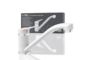 EISL SPEED NI182SCR-W Rubinetto lavello cucina, miscelatore cucina girevole a 360°, ideale per il doppio utilizzo con una sola mano, rubinetto cucina, bianco/cromo