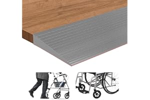 ANKEKOLYSTAR Rampe de seuil de Porte, Longueur 1m Surface antidérapante, en Caoutchouc pour Fauteuil Roulant, Poussette, Robot de Balayage, Déambulateur ou Scooter (Gris, Haut 2cm, Largeur 8 cm)