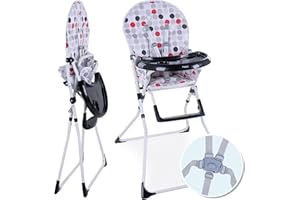 FROGGY Kinderhochstuhl klappbar Mika - kompakter Babystuhl, mit 5-Punkt Sicherheitsgurt, wasserdichte Sitzauflage, Tablett und Becherhalter, bis 4 Jahre, Schwarz