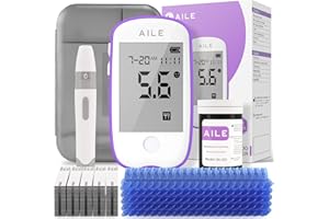 AILE Misuratore Glicemia, Glucometro con 50 Strisce Glicemia e 50 Lancette per diabetici in mg/dL, Misurazione in 5 Secondi