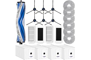 LOOHAOC Kit de Accesorios 21 Piezas Compatible con Ecovacs DEEBOT T30 Omni/T30Pro Omin- 1 Cepillo Principal,4 Filtros HEPA,6 Paños de Limpieza,6 Cepillos Laterales,4 Bolsas de Polvo