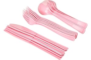 Unique Party - Juego de Cubiertos de Plástico para 6 Personas - Color Rosa Claro - 18 Piezas (39517)