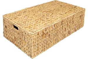 woodluv Water Hyacinth Under Bed Storage Box Chest Basket -Large
