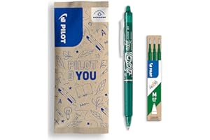 PILOT - Set di 1 FriXion Ball Clicker 07 + 1 set di 3 Ricariche - Penna a Inchiostro Cancellabile Termosensibile - Penna roller a scatto e Ricaricabile - Verde - Punta Media