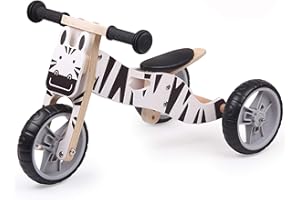 HOOGA PLAYROOM Hooga 2 In 1 Balance Bike With Adjustable Saddle and Puncture Resistant Foam Tyres, Lightweight, Zebra Themed Baby Bike, 18 Months +