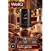 WellQ Şarjlı ve İncelik Ayarlı Kahve &Ouml;ğ&uuml;t&uuml;c&uuml; Değirmen