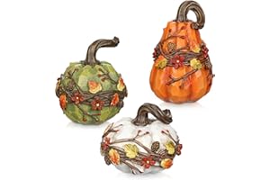 ‎ARBORUS Arborus Herbst Deko Kürbis zum Basteln Kunststoff Kürbisse Set Künstliches Kürbis Modell aus Harz Herbstliche Dekoration Künstliches Gemüse Kürbisse für Thanksgiving Halloween Weihnachten Innen